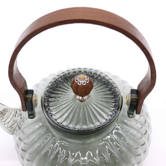Charcoal Ribbed Glass Infuser Teapot — 950ml