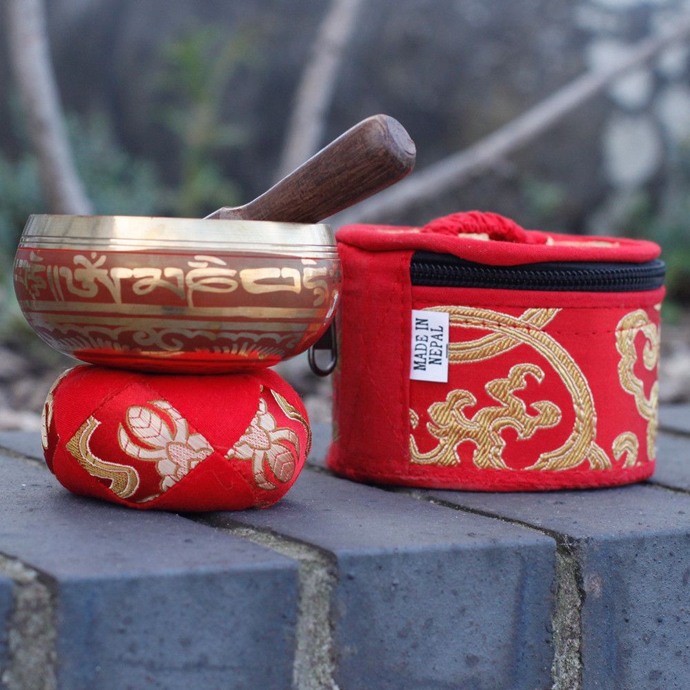 Mini Singing Bowl Gift Set — Red