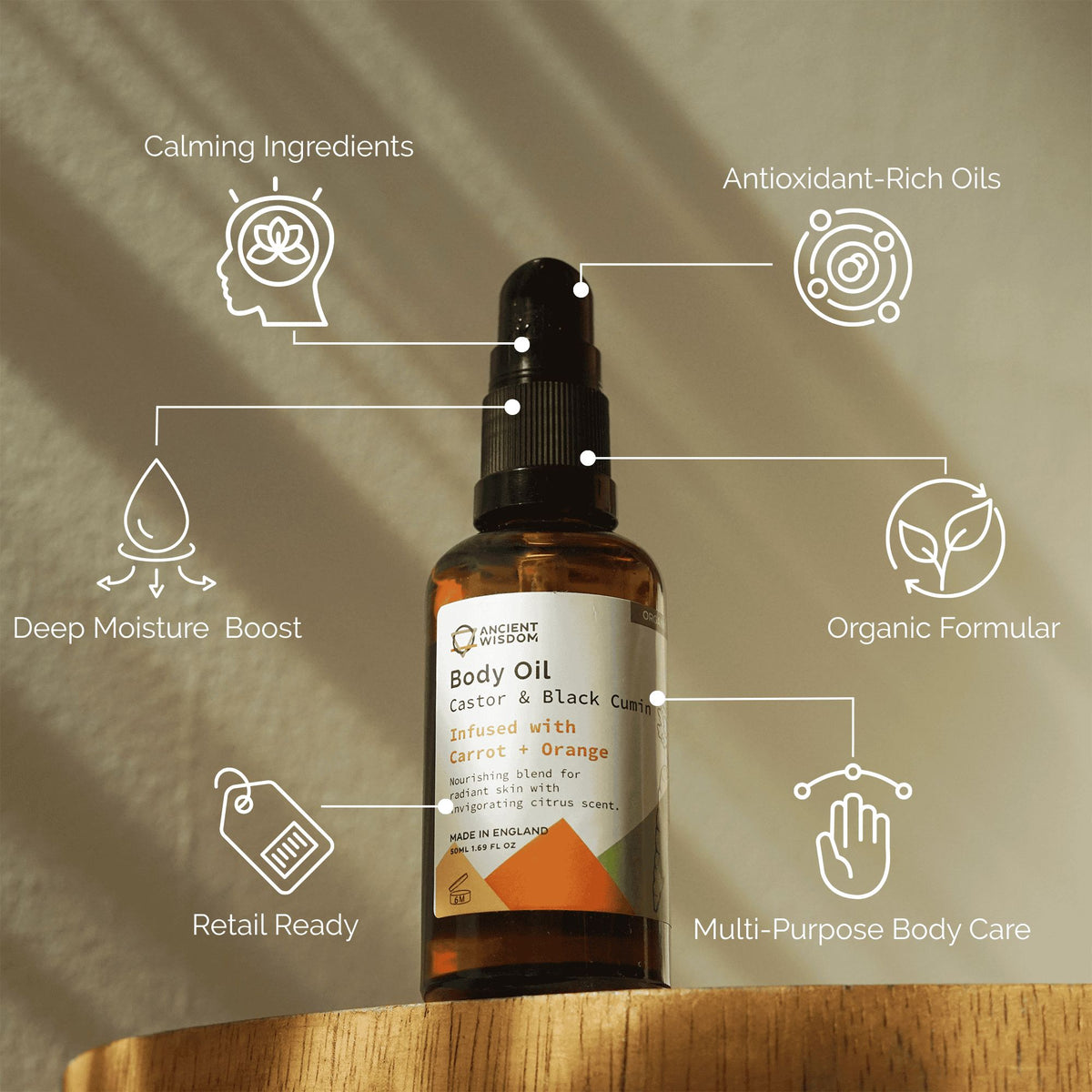 Organic Carrot & Orange Body Oil — 50ml, product detail