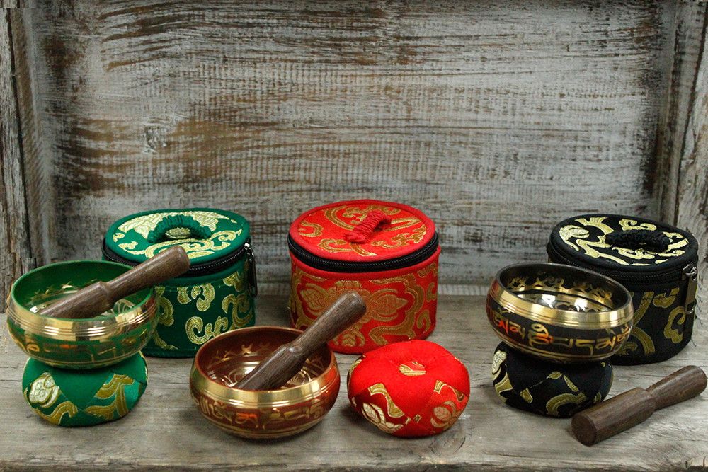Mini Singing Bowl Gift Set — Red