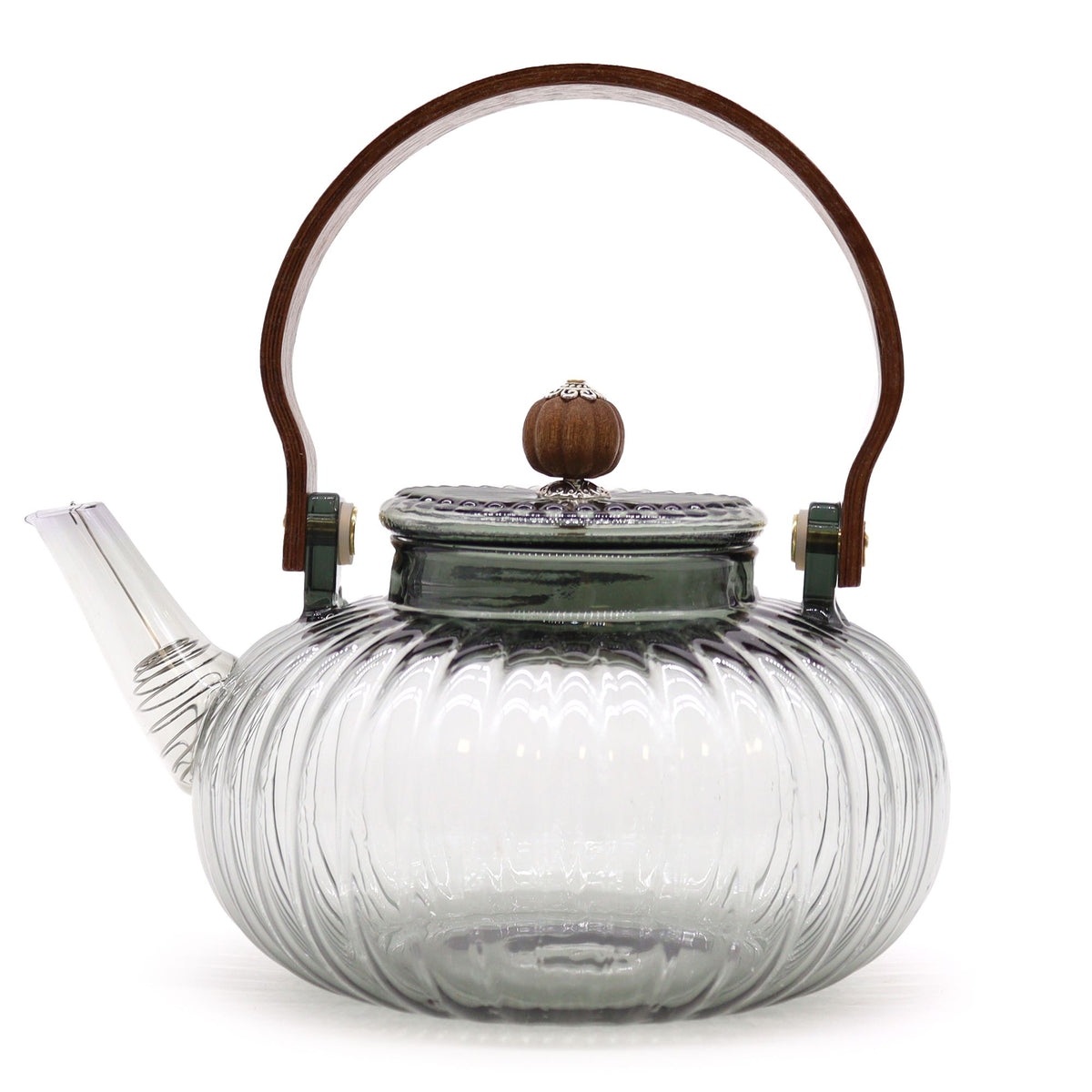 Charcoal Ribbed Glass Infuser Teapot — 950ml