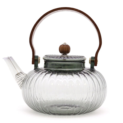 Charcoal Ribbed Glass Infuser Teapot — 950ml