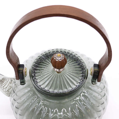Charcoal Ribbed Glass Infuser Teapot — 950ml