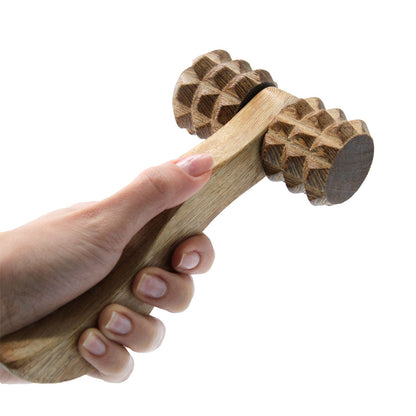 Ribbed Wooden Massage Roller