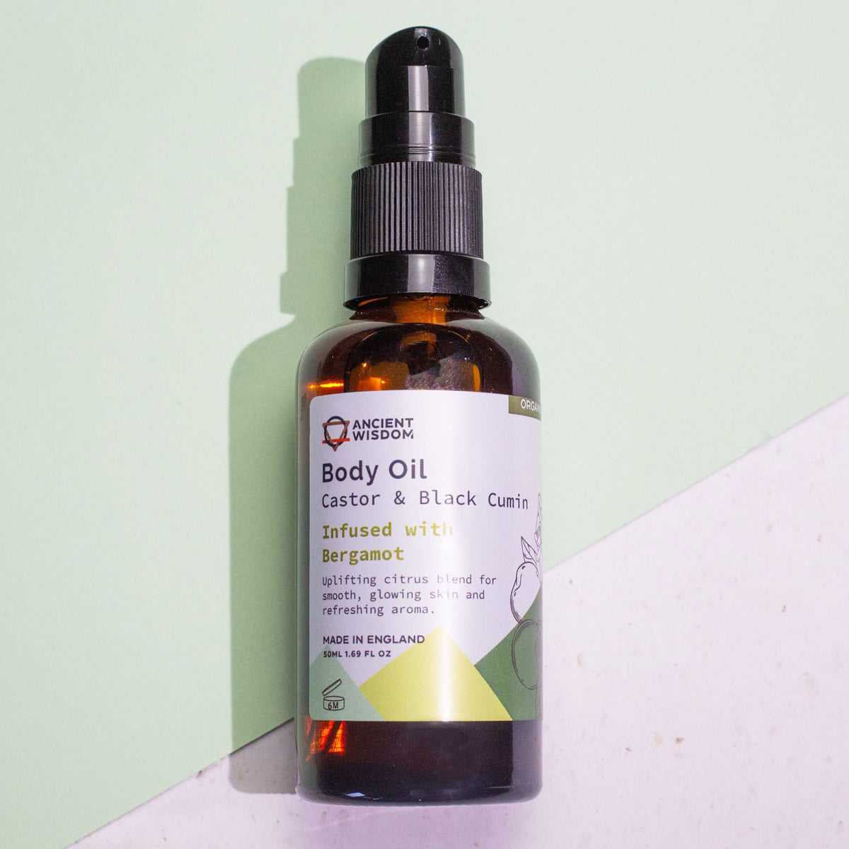 Organic Bergamot Body Oil — 50ml, bottle detail