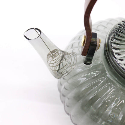Charcoal Ribbed Glass Infuser Teapot — 950ml