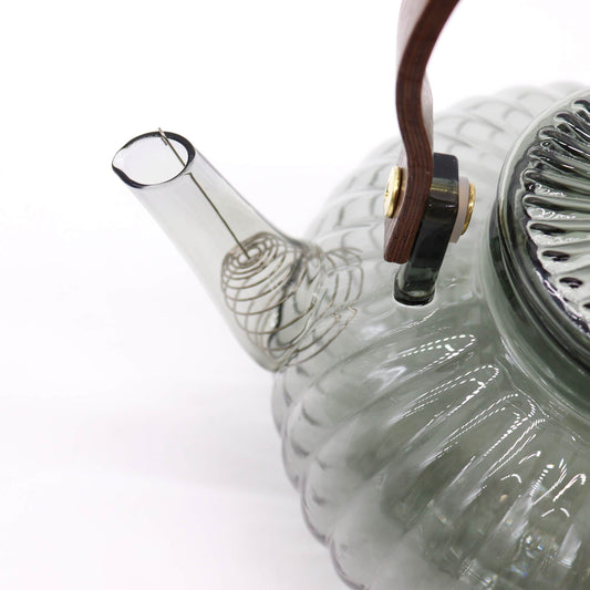 Charcoal Ribbed Glass Infuser Teapot — 950ml