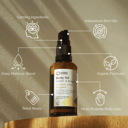 Organic Bergamot Body Oil — 50ml, label view
