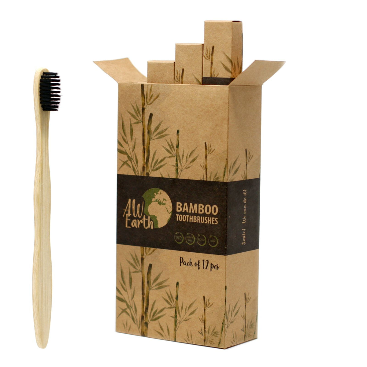 Charcoal Bamboo Toothbrush — Medium Soft, bristle detail