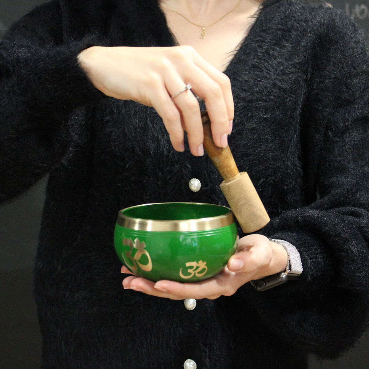 Buddha Singing Bowl Set — Black & Orange