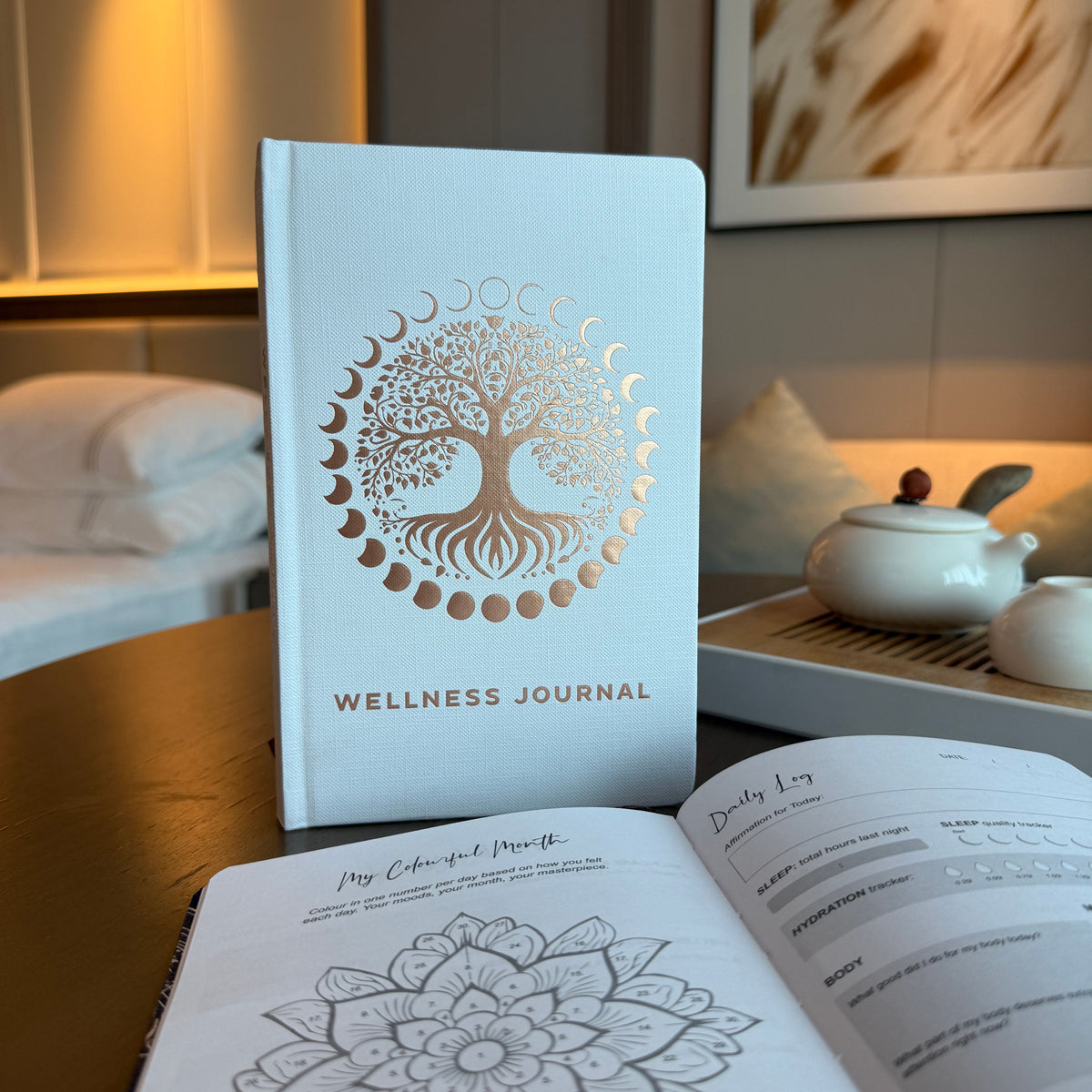 White Wellness Journal — Rose Gold Tree of Life