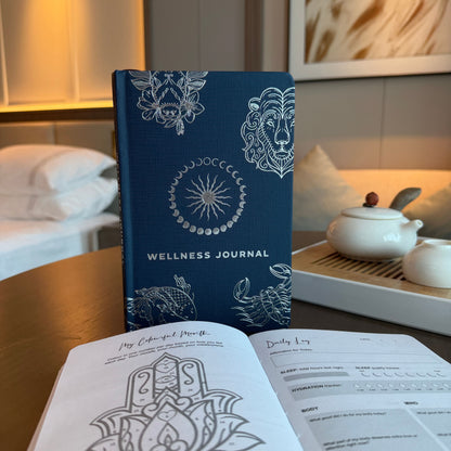 Midnight Blue Wellness Journal — Silver Zodiac