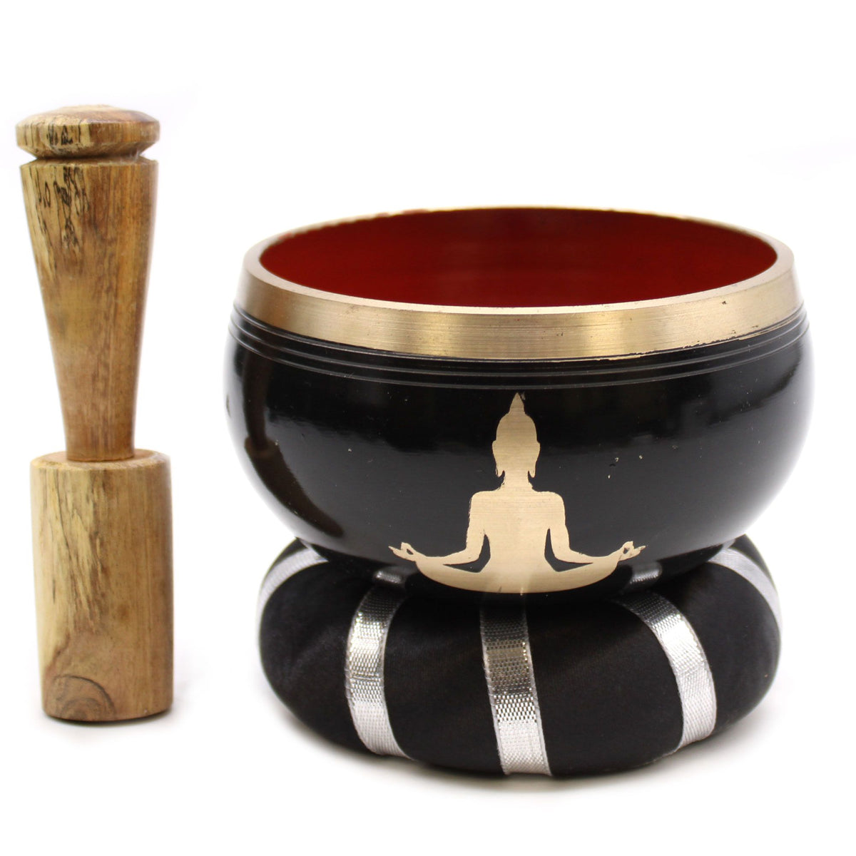 Buddha Singing Bowl Set — Black & Orange