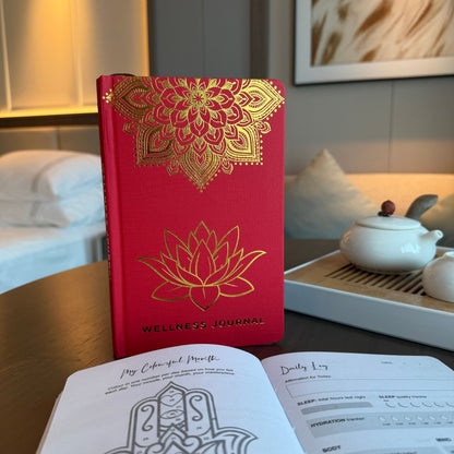 Red Wellness Journal — Golden Mandala & Lotus